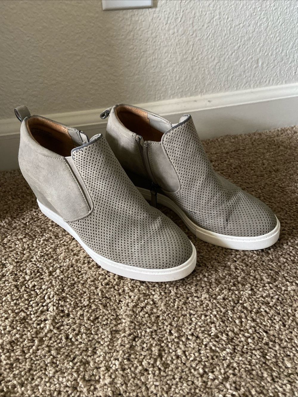 Susina Light Gray Perforated Wedge Sneaker Boot